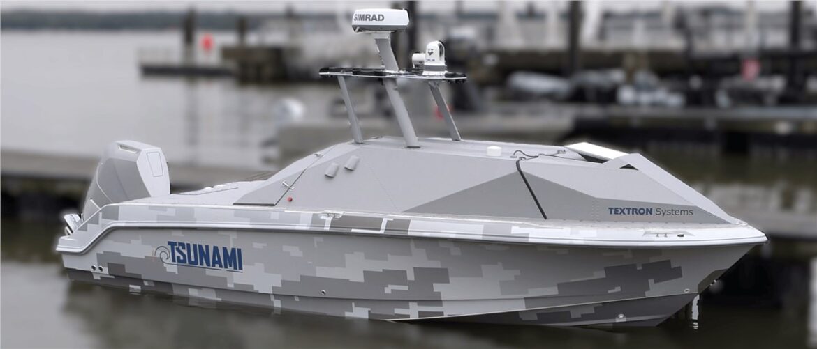 Textron Systems, TSUNAMI USV, NIWC Pacific, autonomous surface vessel, AUKUS MDEF, uncrewed surface vehicle, CUSV autonomy control, naval interoperability, attritable maritime system, Brunswick high-performance vessels